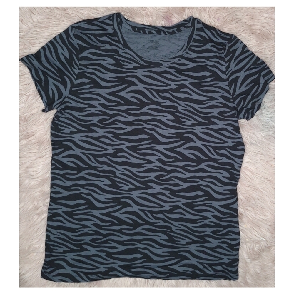 Victoria Secret VS PINK Large Black Zebra Tshirt